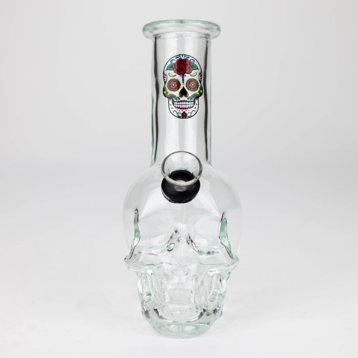 Z6" Mini Skull base soft glass water bong [BS11] Glass Bong 777 Smoke