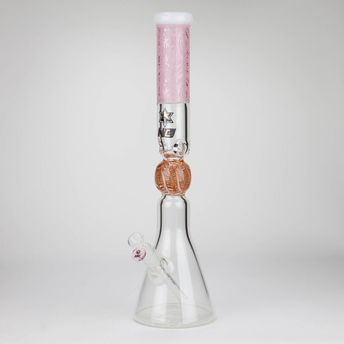 NG | 18.5 inch Sandblasted Filigree Beaker [S397] Glass Bong High-End Brands Glass PINK