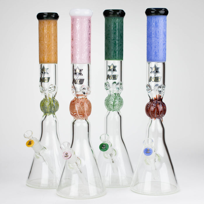 NG | 18.5 inch Sandblasted Filigree Beaker [S397] Glass Bong High-End Brands Glass