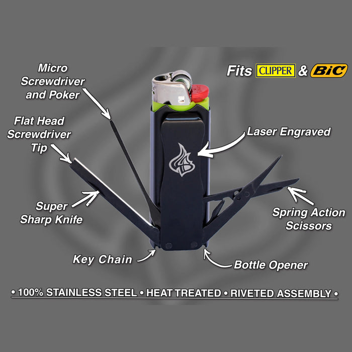 Lighter Bro | Multi tool Lighter sleeve Display of 20 Accessory JJ Distribution
