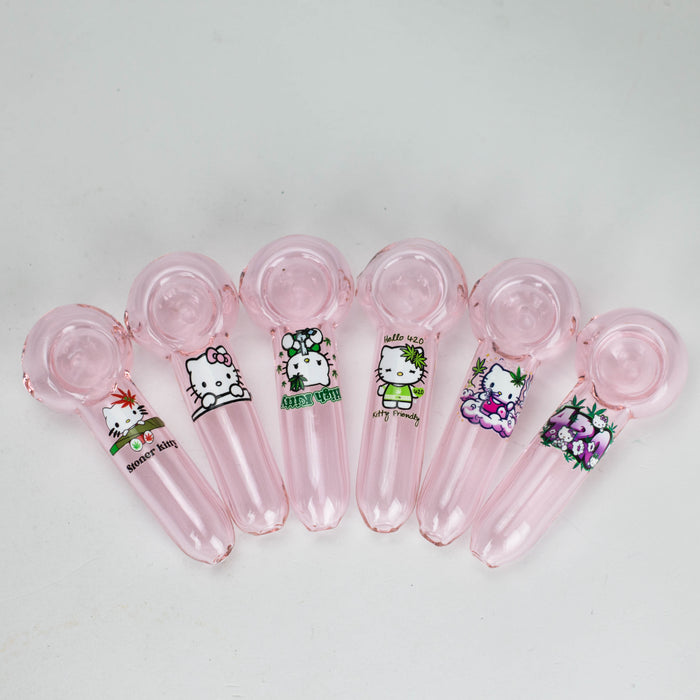 4" Pink Premium Glass Pipe Box of 12 Glass Pipe 777 Smoke Kitty