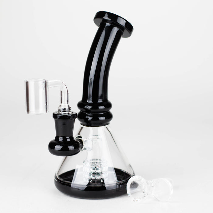 Z7" 2-in-1 Color accented Rig with perc (Banger and Bowl Included) Glass Rig 777 Smoke Black
