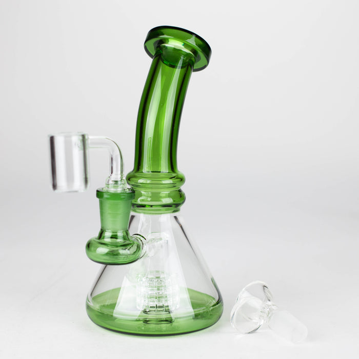Z7" 2-in-1 Color accented Rig with perc (Banger and Bowl Included) Glass Rig 777 Smoke Green