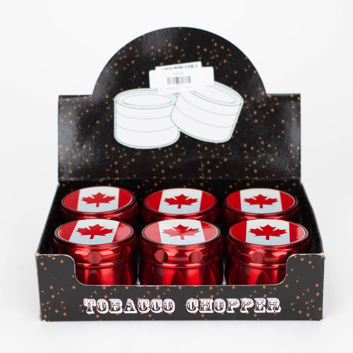 Z2.2" Drum Shape Metal Grinder With Canada Flag 4 Layers Box of 6 [GZ6278] Display Pack 777 Smoke
