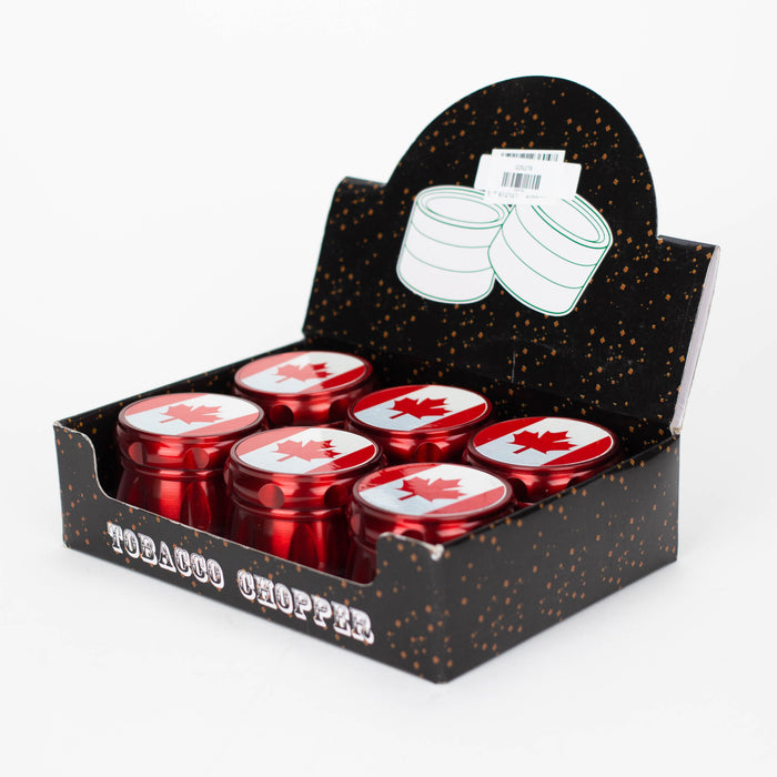 Z2.2" Drum Shape Metal Grinder With Canada Flag 4 Layers Box of 6 [GZ6278] Display Pack 777 Smoke