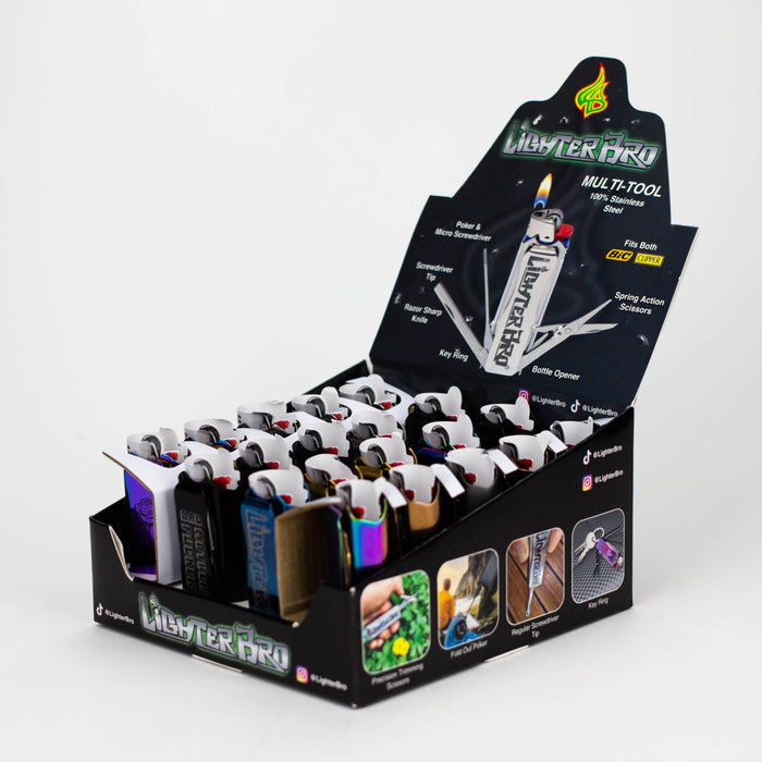 Lighter Bro | Multi tool Lighter sleeve Display of 20 Accessory JJ Distribution