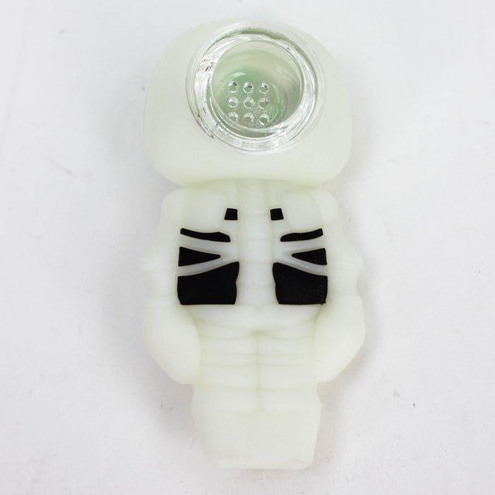 3.5" Skull Silicone hand Pipe with glow [H288G]