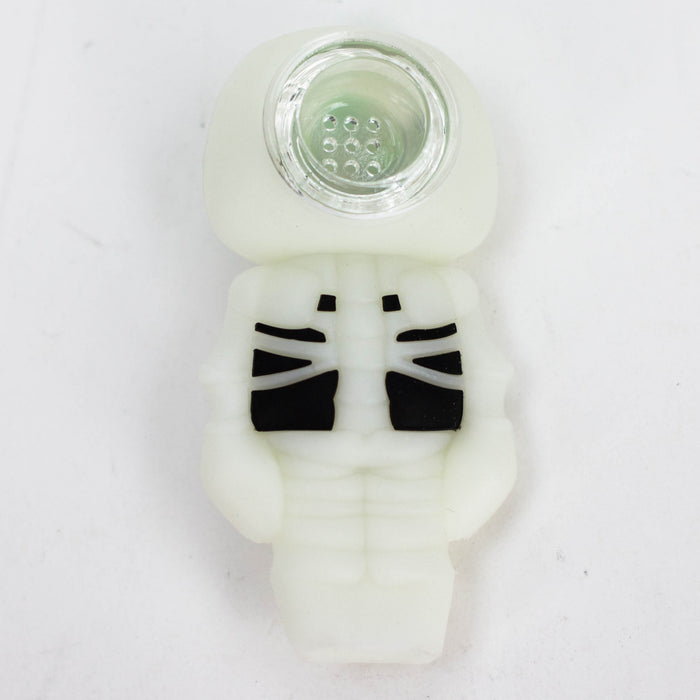 3.5" Skull Silicone hand Pipe with glow [H288G] Silicone Pipe YHS Smoke