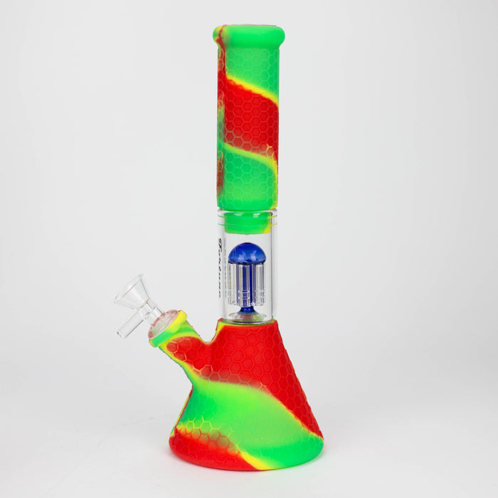 11" Silicone with glass percolator bong - Assorted[SP1060] Resin · Silicone · Plastic Bong ONE