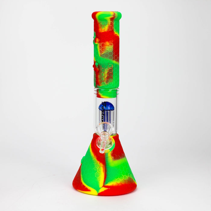 11" Silicone with glass percolator bong - Assorted[SP1060] Resin · Silicone · Plastic Bong ONE