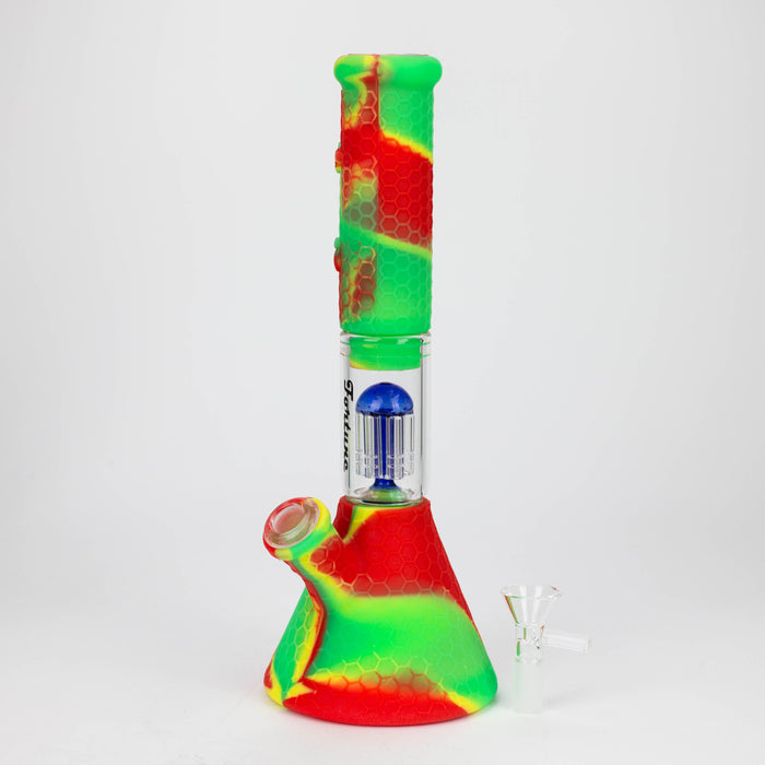11" Silicone with glass percolator bong - Assorted[SP1060] Resin · Silicone · Plastic Bong ONE