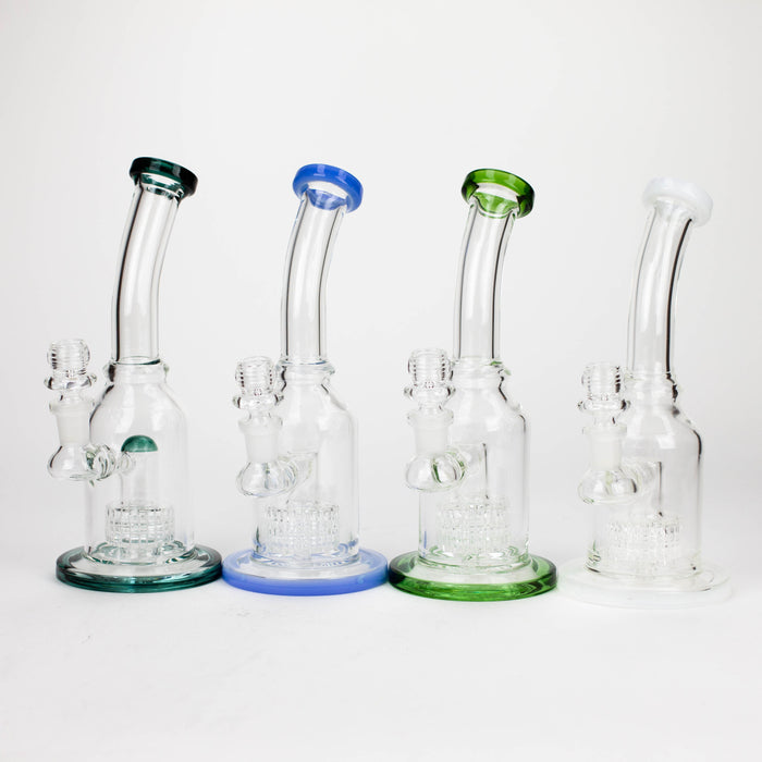 9" bent neck bubbler with tier diffuser [Color Assorted] Glass Bong ONE