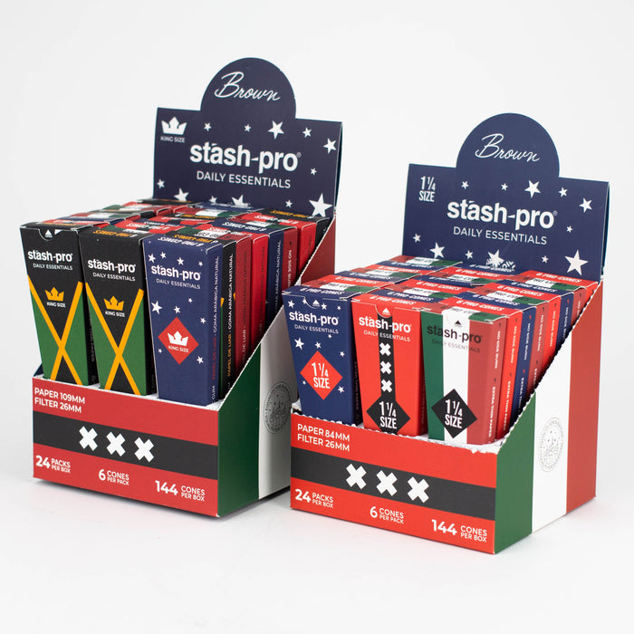 Stash-Pro | Unbleached (Brown) Pro 6 Cones box of 24 ROLLING PAPER Stash-Pro