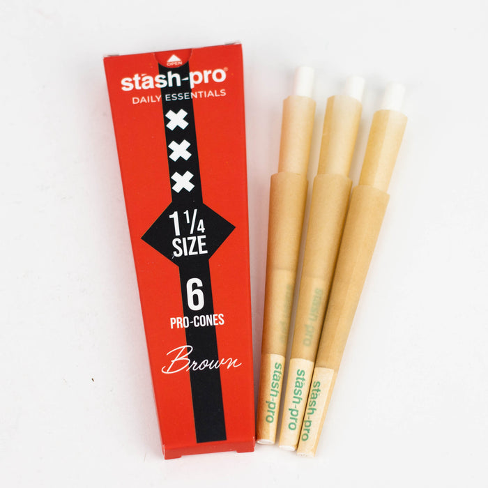 Stash-Pro | Unbleached (Brown) Pro 6 Cones box of 24 ROLLING PAPER Stash-Pro