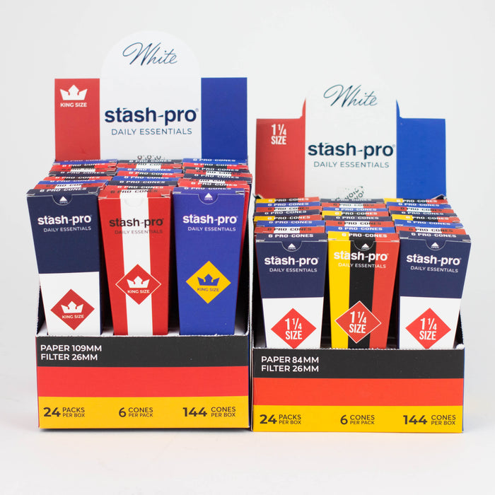 Stash-Pro |  Bleached (White)  Pro 6 Cones box of 24