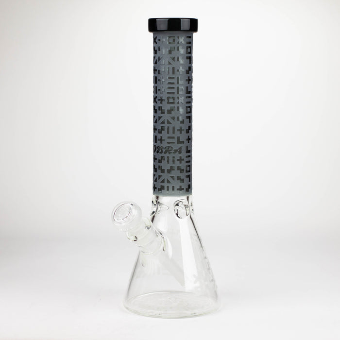 COBRA | 14" sandblasted geometric graphic 7 mm glass bong [YY02]