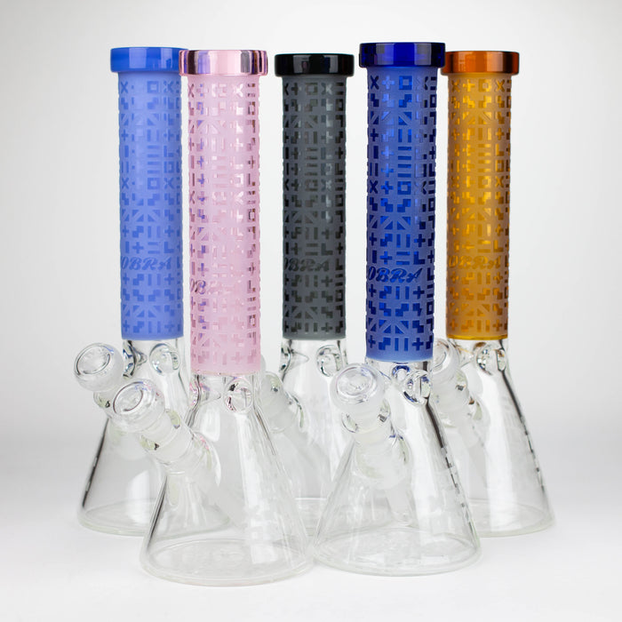 COBRA | 14" sandblasted geometric graphic 7 mm glass bong [YY02] Glass Bong JJ Distribution