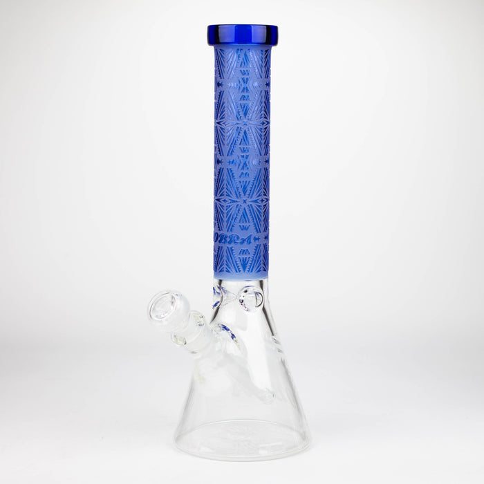 COBRA | 14" sandblasted geometric graphic 7 mm glass bong [YK08] Glass Bong JJ Distribution Blue