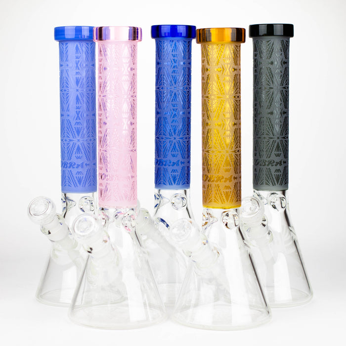 COBRA | 14" sandblasted geometric graphic 7 mm glass bong [YK08] Glass Bong JJ Distribution