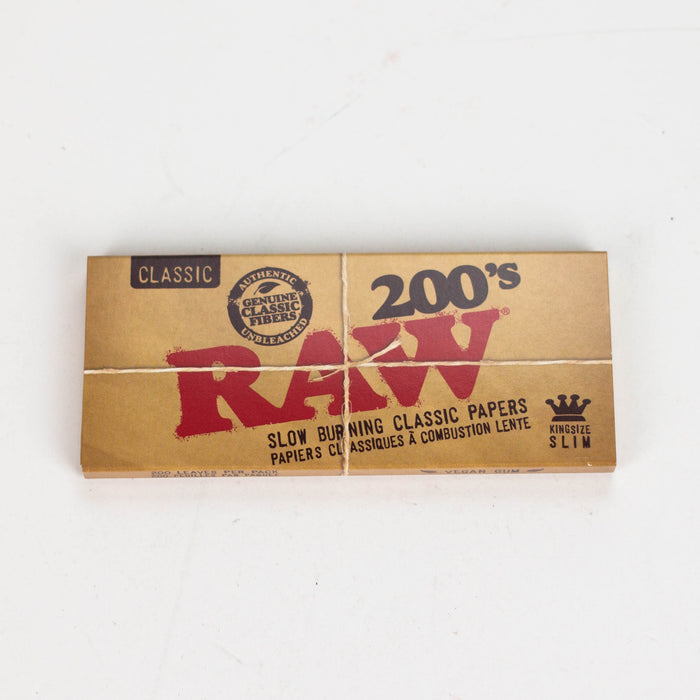 RAW 200's. Natural Unrefined King Slim paper Box of 40 King Size ONE