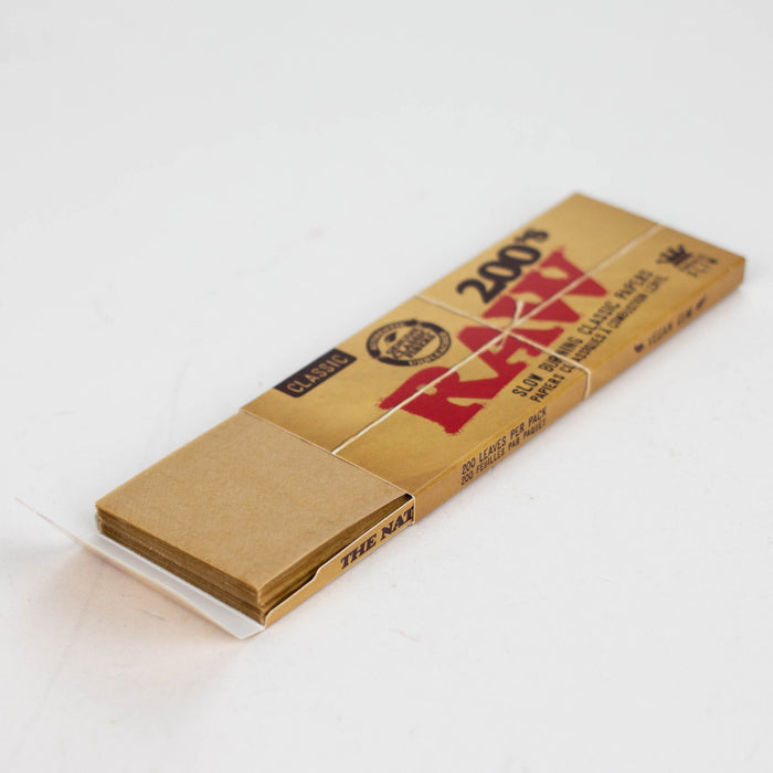 RAW 200's. Natural Unrefined King Slim paper Box of 40