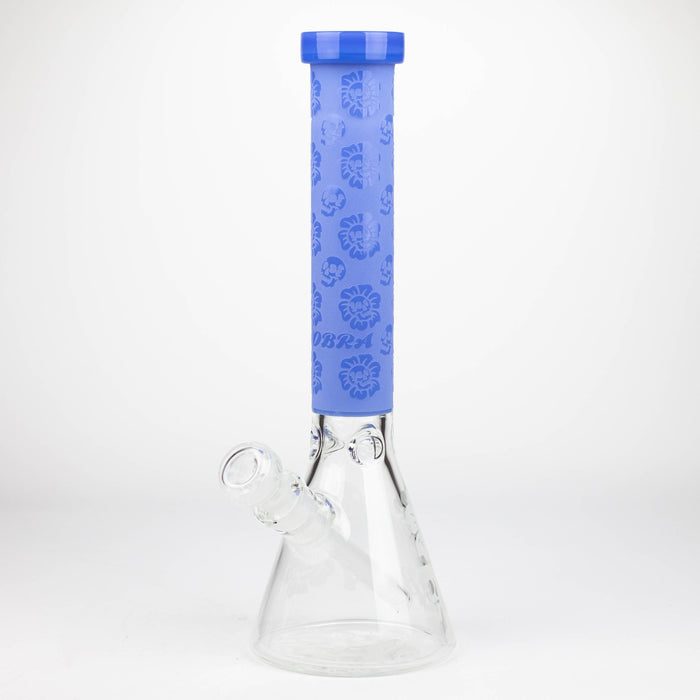 COBRA | 14" sandblasted geometric graphic 7 mm glass bong [YK07] Glass Bong JJ Distribution Jade Blue