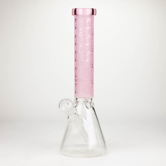 COBRA | 14" sandblasted geometric graphic 7 mm glass bong [YK07] Glass Bong JJ Distribution Pink