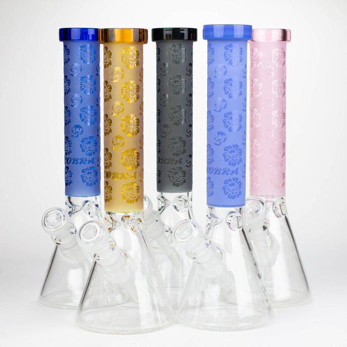 COBRA | 14" sandblasted geometric graphic 7 mm glass bong [YK07] Glass Bong JJ Distribution