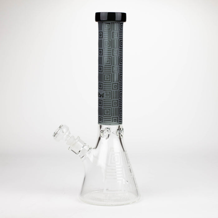 COBRA | 14" sandblasted geometric graphic 7 mm glass bong [YK06]