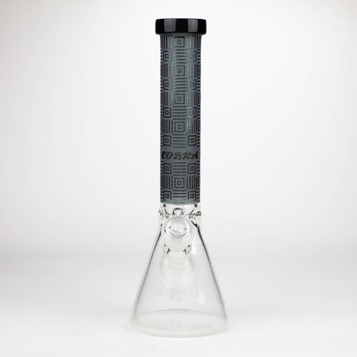 COBRA | 14" sandblasted geometric graphic 7 mm glass bong [YK06] Glass Bong JJ Distribution