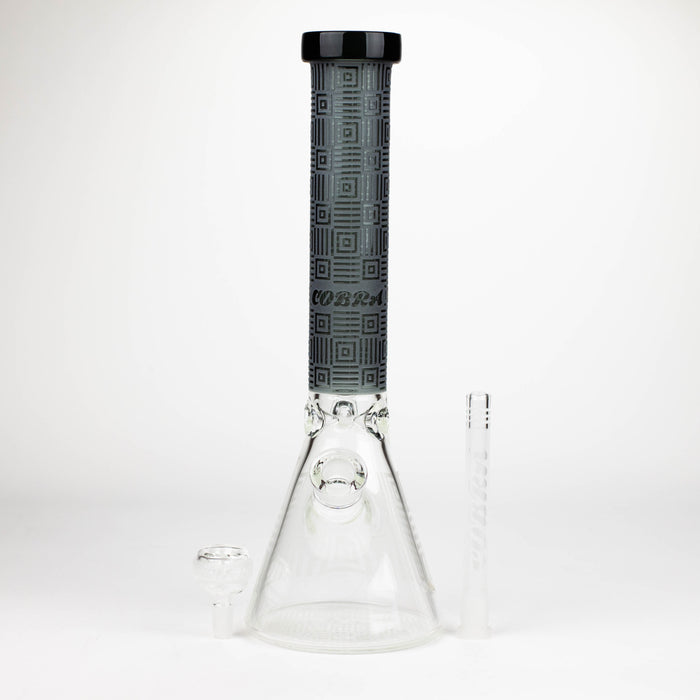 COBRA | 14" sandblasted geometric graphic 7 mm glass bong [YK06] Glass Bong JJ Distribution