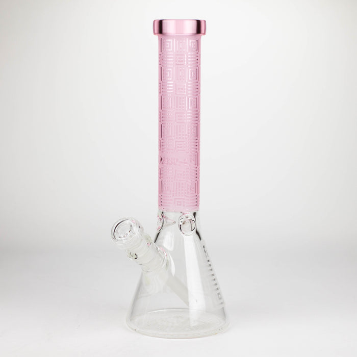 COBRA | 14" sandblasted geometric graphic 7 mm glass bong [YK06] Glass Bong JJ Distribution Pink
