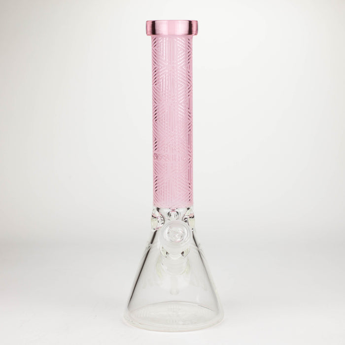 COBRA | 14" sandblasted geometric graphic 7 mm glass bong [YK05]