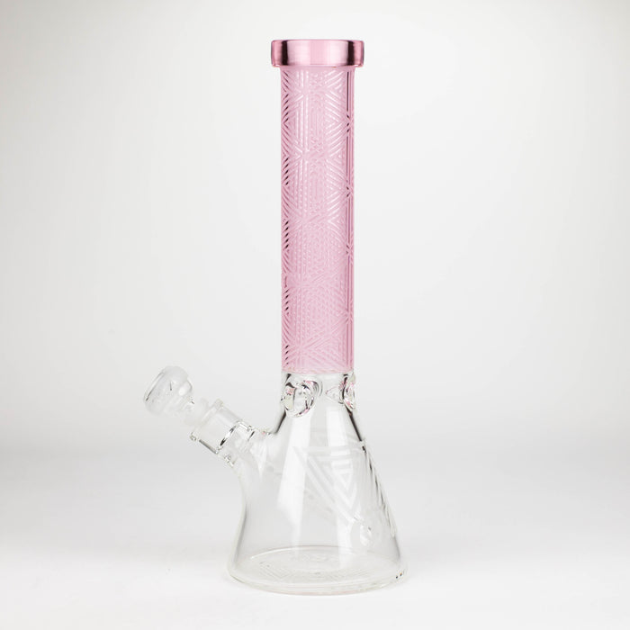 COBRA | 14" sandblasted geometric graphic 7 mm glass bong [YK05]