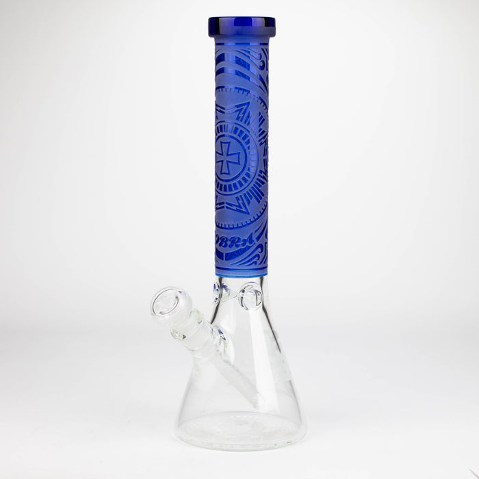 COBRA | 14" sandblasted geometric graphic 7 mm glass bong [YY03] Glass Bong JJ Distribution Blue