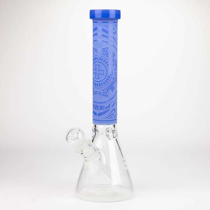 COBRA | 14" sandblasted geometric graphic 7 mm glass bong [YY03] Glass Bong JJ Distribution Jade Blue