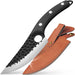 Boning Knife 110% Hand Forged Butcher Knife Camping Knife, Cleaver for Easy Cutting, Chopping, Deboning, fileting, BBQ – Outdoor and Kitchen Meat Cutting Knife Fixed Blade Knife Laser Ninja Black