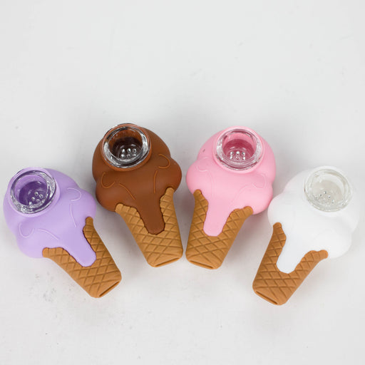 3.5" Skull ice cream hand pipe-Assorted [H299] Silicone YHS Smoke