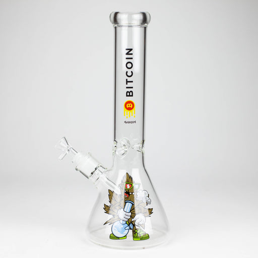 diamond | 14" Crypto Beaker Glass water Bong Glass Bong 420 Paradise Bitcoin - Stoned Leaf