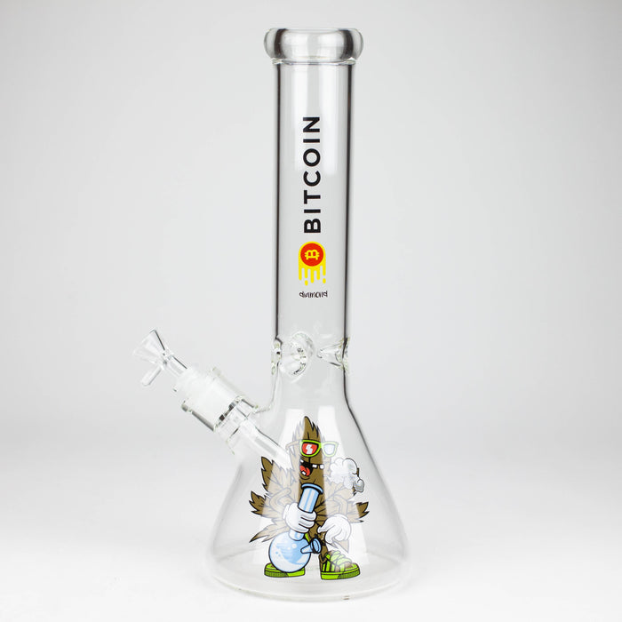 diamond | 14" Crypto Beaker Glass water Bong Glass Bong 420 Paradise Bitcoin - Stoned Leaf