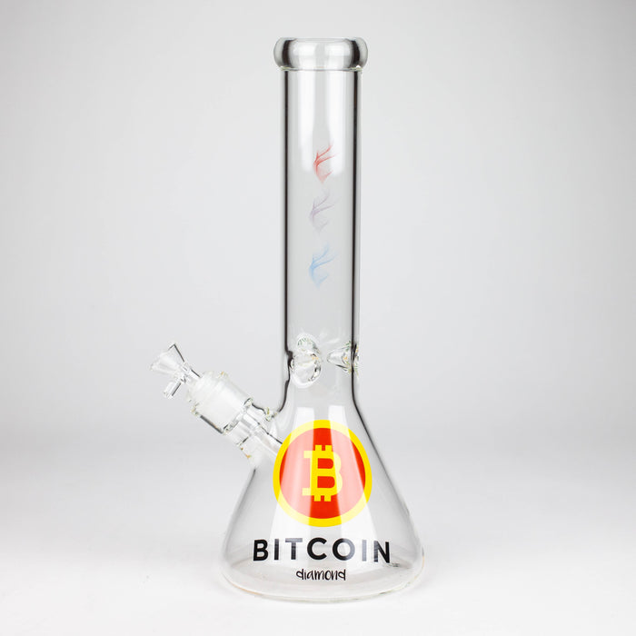diamond | 14" Crypto Beaker Glass water Bong Glass Bong 420 Paradise Bitcoin - Smoke