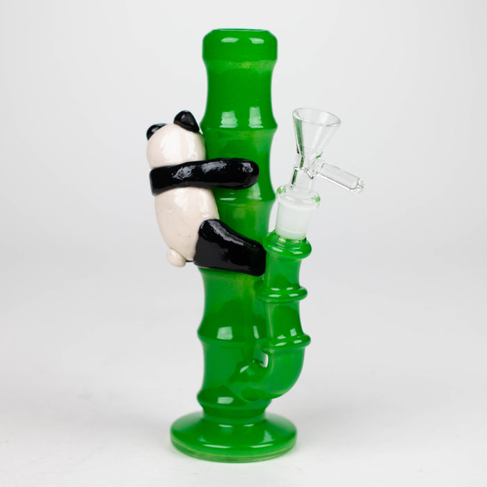 6.5" glass mini bong with a panda hanging on bamboo [XY-J17] Glass Rig JJ Distribution