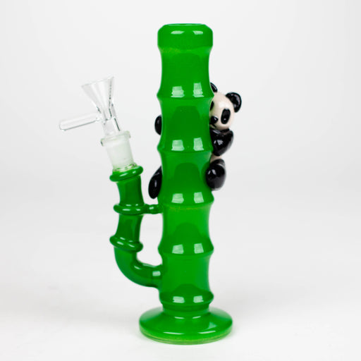 6.5" glass mini bong with a panda hanging on bamboo [XY-J17] Bongs JJ Distribution