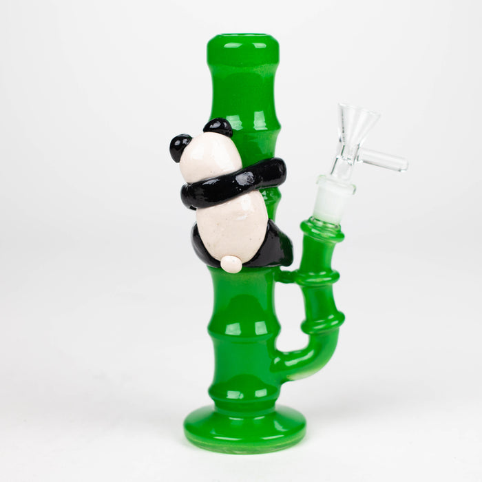 6.5" glass mini bong with a panda hanging on bamboo [XY-J17] Glass Rig JJ Distribution