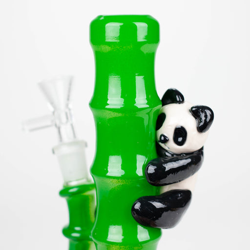 6.5" glass mini bong with a panda hanging on bamboo [XY-J17] Bongs JJ Distribution