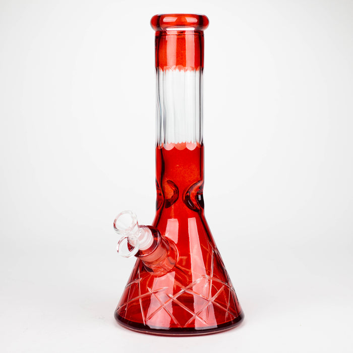 12.5" Soft glass 7mm beaker water bong [M12007A] Glass Bong JJ Distribution Red