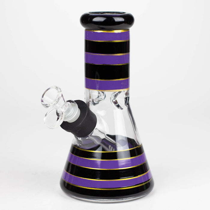 8" Soft glass 7mm beaker water bong [M08006A] Glass Bong JJ Distribution Purple