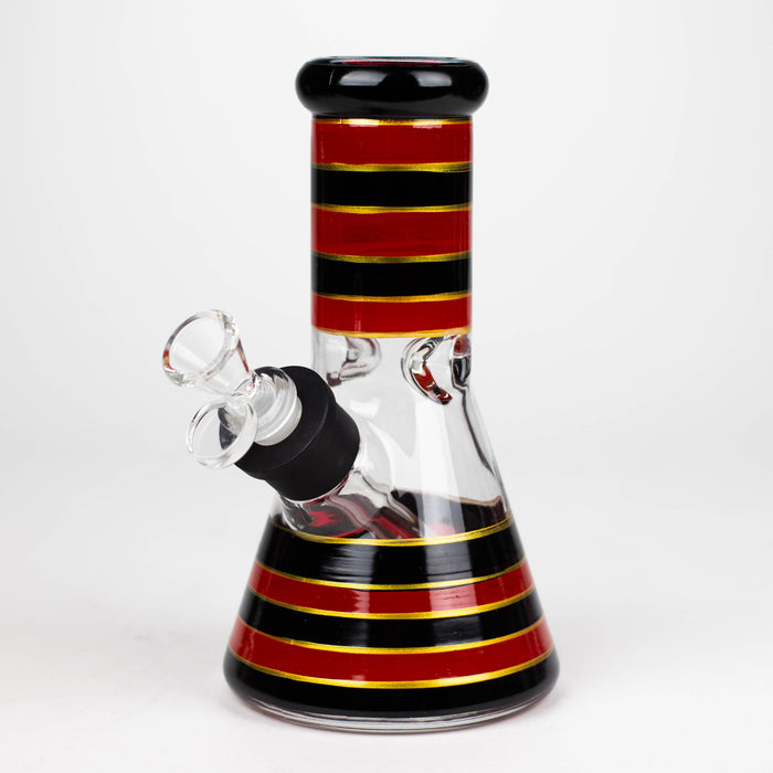 8" Soft glass 7mm beaker water bong [M08006A] Glass Bong JJ Distribution Red