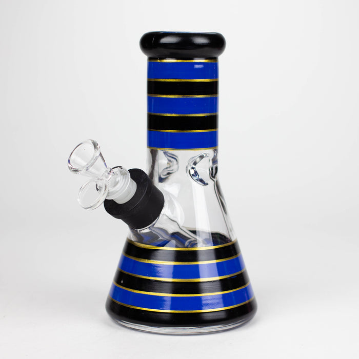 8" Soft glass 7mm beaker water bong [M08006A] Glass Bong JJ Distribution Blue