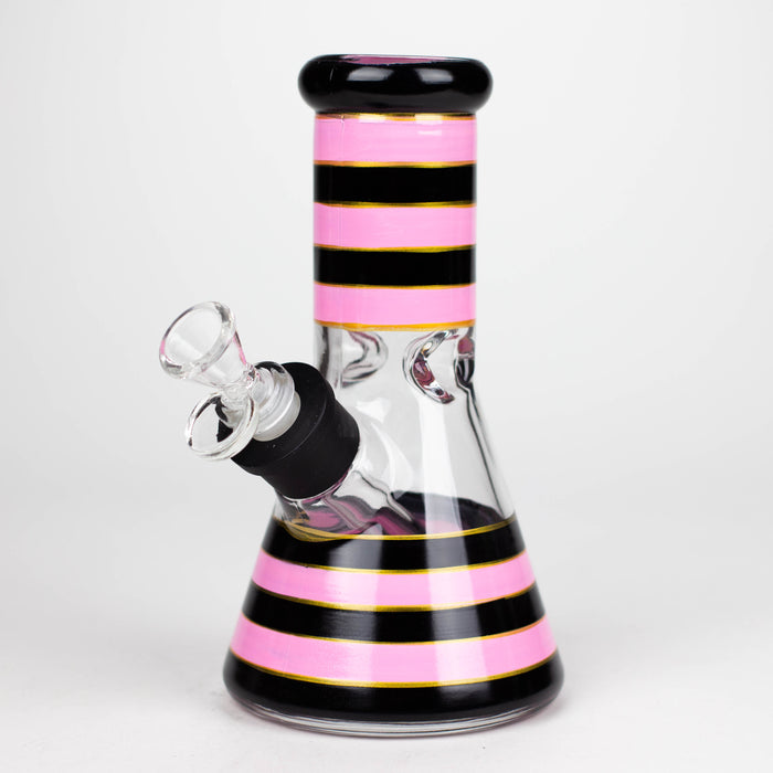 8" Soft glass 7mm beaker water bong [M08006A] Glass Bong JJ Distribution Pink